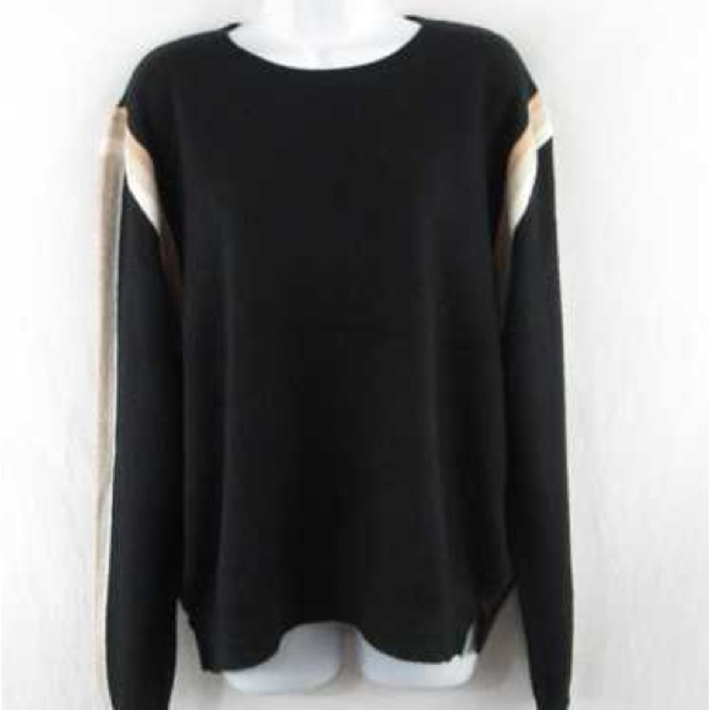JUMPER 1234 Black Sweater with Contrast Stripe